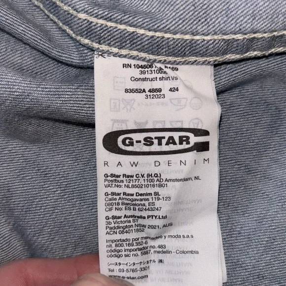 G-Star Raw Denim Long Sleeve Button Down Shirt, Size Medium - Picture 11 of 13